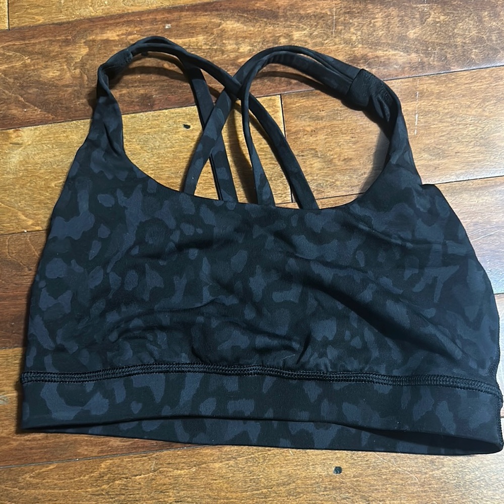 Lululemon Black Leopard/ cheetah Strappy Sports Bra